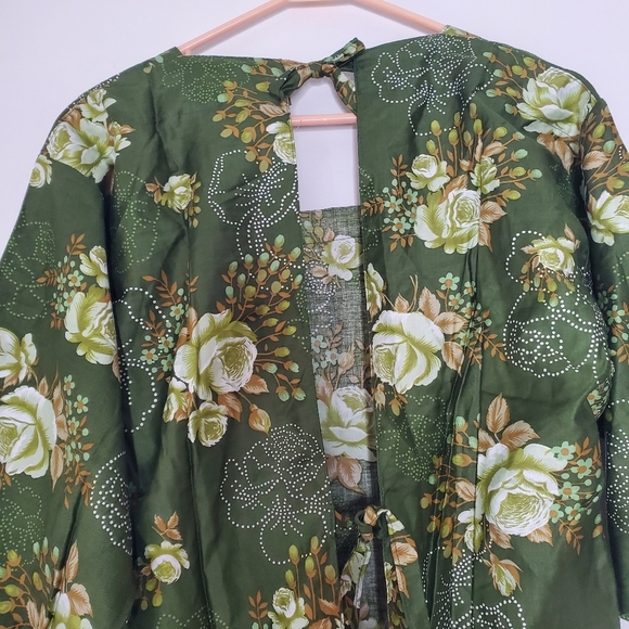 Vintage Design House Apron Oshare Kappogi Floral Cottagecore Retro Fall 60s 70s - Picture 10 of 11